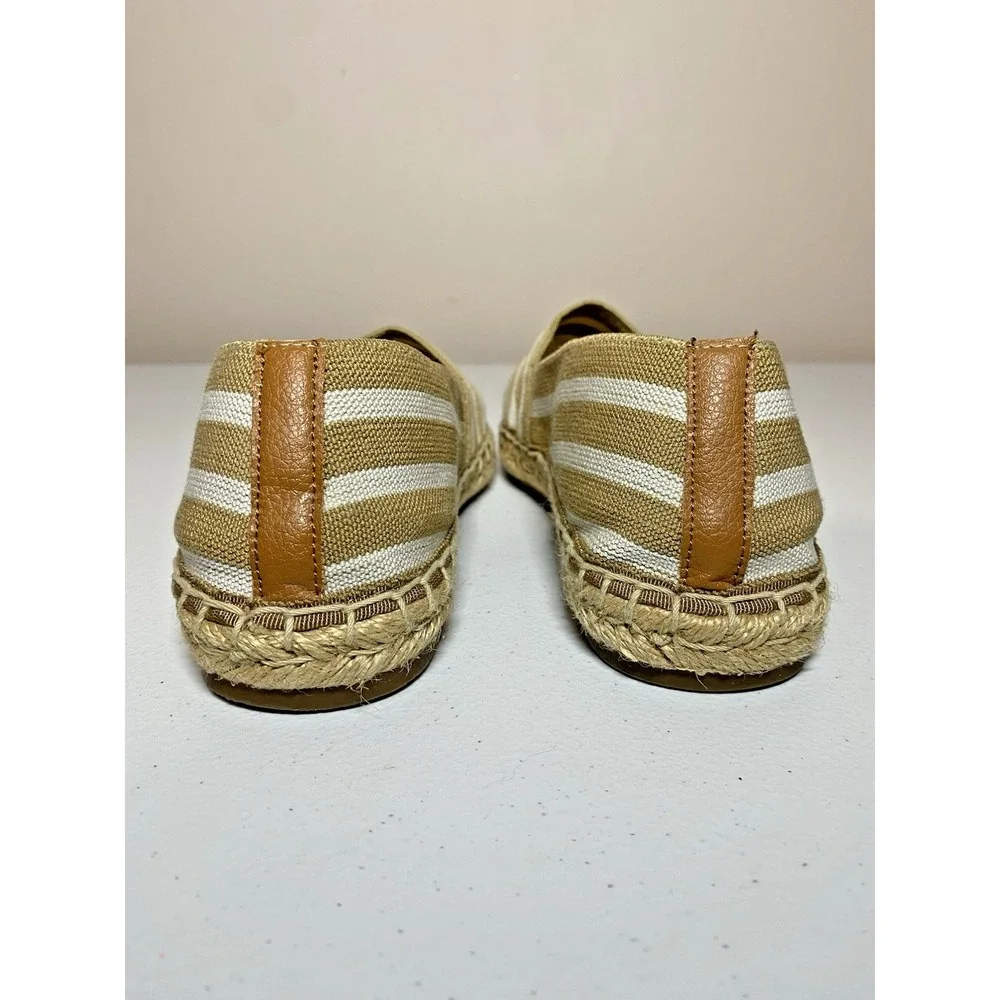 Vionic Espadrille Women's Size 5 Tan Cream Striped 356 Valeri Slip-On Flat EUC!!